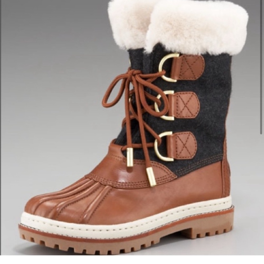 Tory Burch JADA Shearling Leather Duck Boots Sz.5